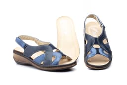 Sandalias Mujer Piel Marino Velcro Plantilla Extraible CHIKA ref. 5051