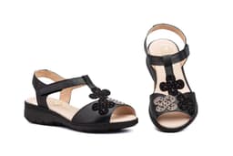 Sandalias Mujer Piel Negro Cuña JAM ref. 2422