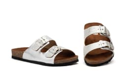 Sandalias Mujer Piel Plata Hebilla Otras marcas ref. 7377
