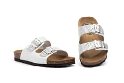 Sandalias Mujer Piel Blanco Plata Hebillas Otras marcas ref. 7377