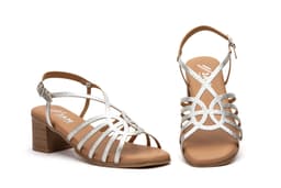 Sandalias Mujer Tiras Plata Tacón Madera Planta Gel Cierre Hebilla JAM ref. SS-2642