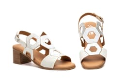 Sandalias Mujer Piel Plata Tacón Madera Planta Gel Cierre Hebilla JAM ref. SS-2643