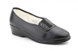 Zapatos Mujer Sintético Negro Elásticos Remaches Forro Borreguillo  -  Ref. 0402 Negro