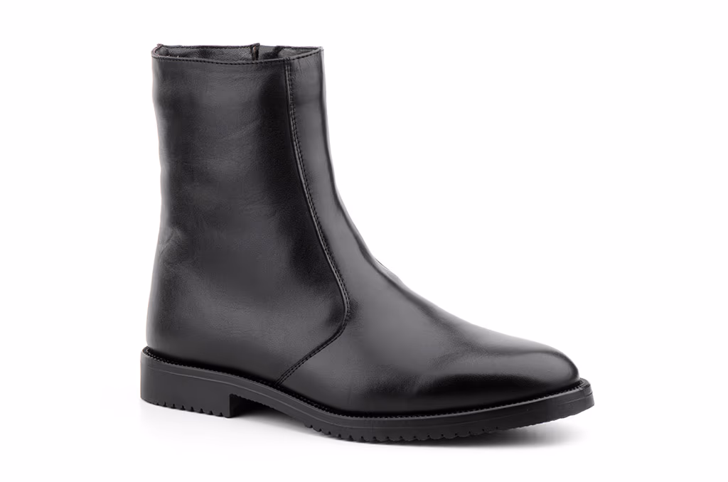 Botines Hombre Piel Negro Cremallera Boreguillo Pelo Nikkoe ref. 2040