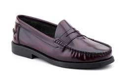 Zapatos Hombre Piel Burdeos Castellano Suela de Goma Cosida Castellanos JAM ref. 1000