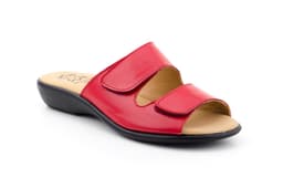 Sandalias Mujer Piel Rojo Cuña Alto Estilo ref. 3474