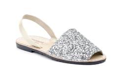 Menorquinas Ibicencas Mujer Glitter Plata Piel Platino Menorquinas ref. 6700
