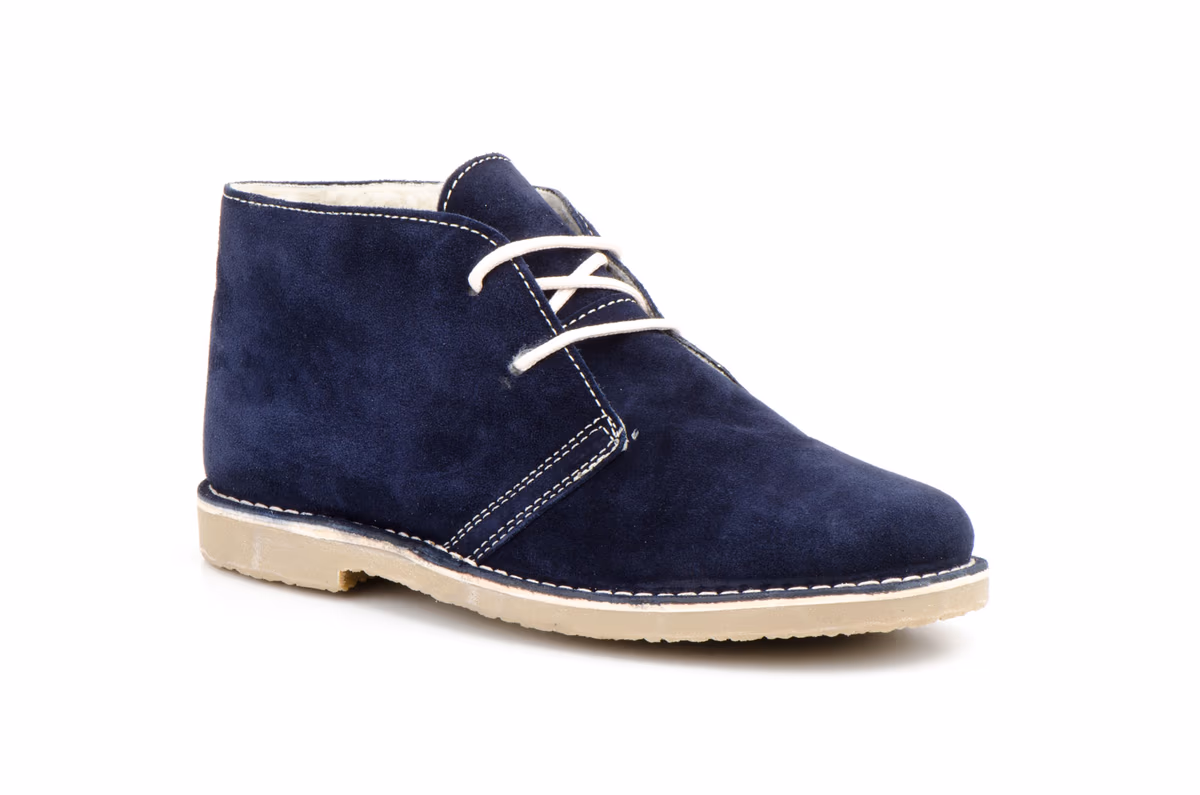 Botines Pisa Mierdas Hombre Piel Serraje Marino Cordones Borreguillo Cosido Billi Vicente Garbán ref. 6012