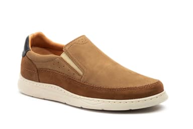 Zapato Casual Hombre Piel Nobuk Taupe Elásticos Route 83 ref. R83-2605