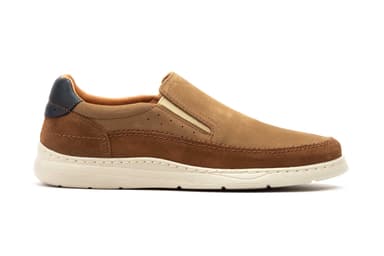 Zapato Casual Hombre Piel Nobuk Taupe Elásticos Route 83 ref. R83-2605