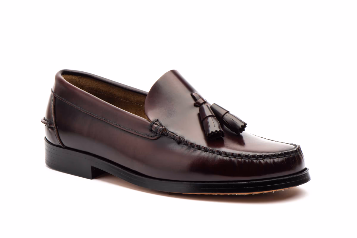 Zapatos Hombre Piel Burdeos Suela de Cuero Castelanos Castellanos JAM ref. 1004