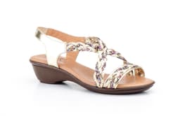 Sandalias Mujer Piel Platino Oro Glitter Planta GEL Alto Estilo ref. 325G