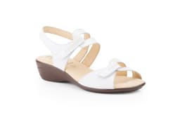 Sandalias Mujer Piel Blanco Plata Alto Estilo ref. 757
