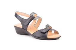 Sandalias Mujer Piel Negro Plata Plnata GEL Alto Estilo ref. 757