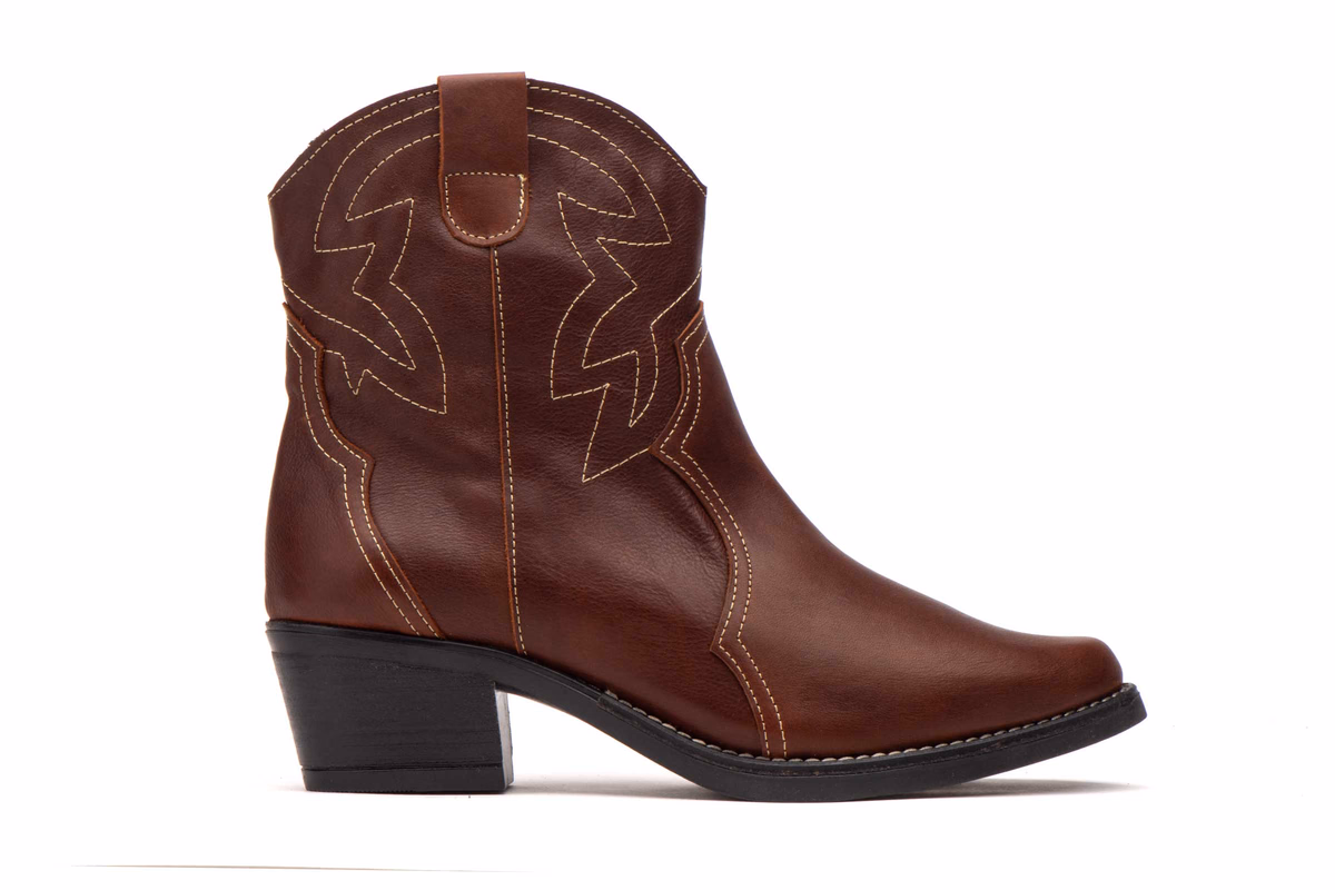 Botines Mujer Piel Marrón Bordado Campera JAM ref. JAM-9350