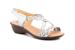 Sandalias Mujer Trenzado Piel Metalizado Plomo Alto Estilo ref. 323