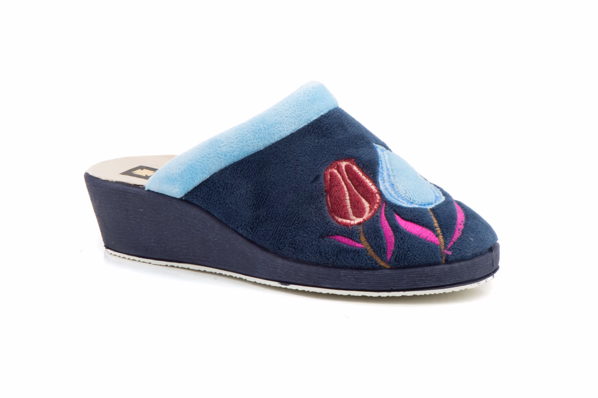 Zapatillas Casa Mujer Paño Marino Tulipanes Ludiher ref. 1045