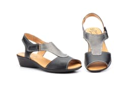Sandalias Mujer Piel Negro Alto Estilo ref. 305
