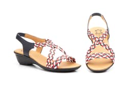 Sandalias Mujer Trenzado Piel Azul Blanco Rojo Alto Estilo ref. 323