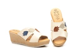 Zuecos Mujer Piel Beige Planta Gel Cuña Alto Estilo ref. AE-204