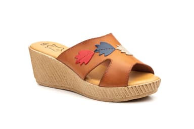 Zuecos Mujer Piel Cuero Planta Gel Cuña Alto Estilo ref. AE-204