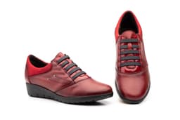 Zapatos Mujer Piel Burdeos Elásticos JAM ref. 5567