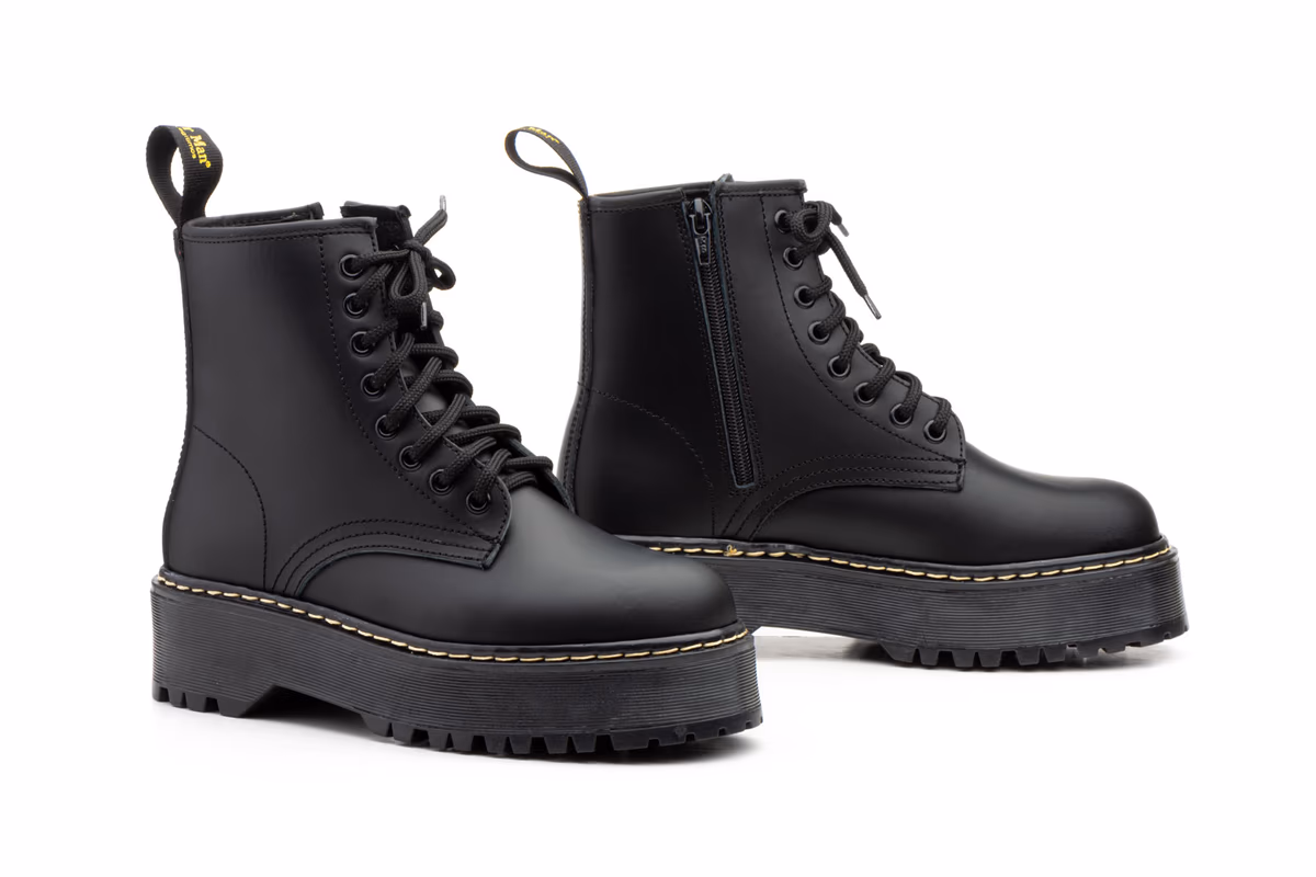 Bota Mujer Piel Negro Cordones Plataforma Otras marcas ref. 6063