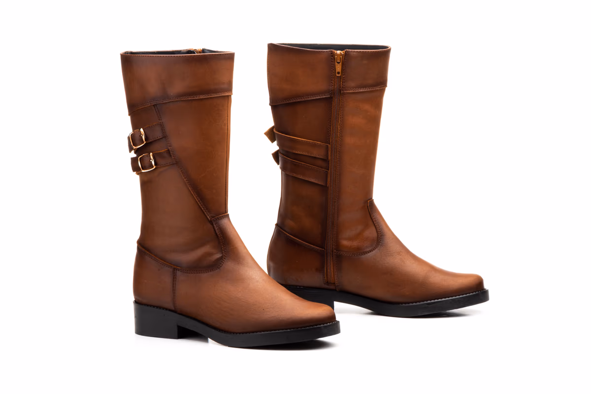 Bota Mujer Piel Cuero Hebillas JAM ref. 1010