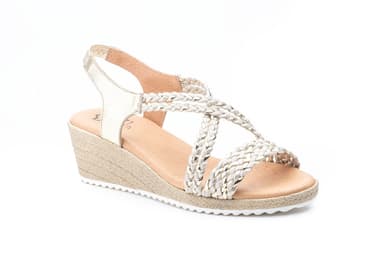 Sandalias Mujer Trenzado Platino Oro Cuña JAM ref. 3326