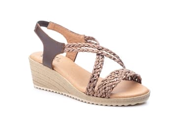 Sandalias Mujer Trenzado Marrón Plata Cuña JAM ref. 3326