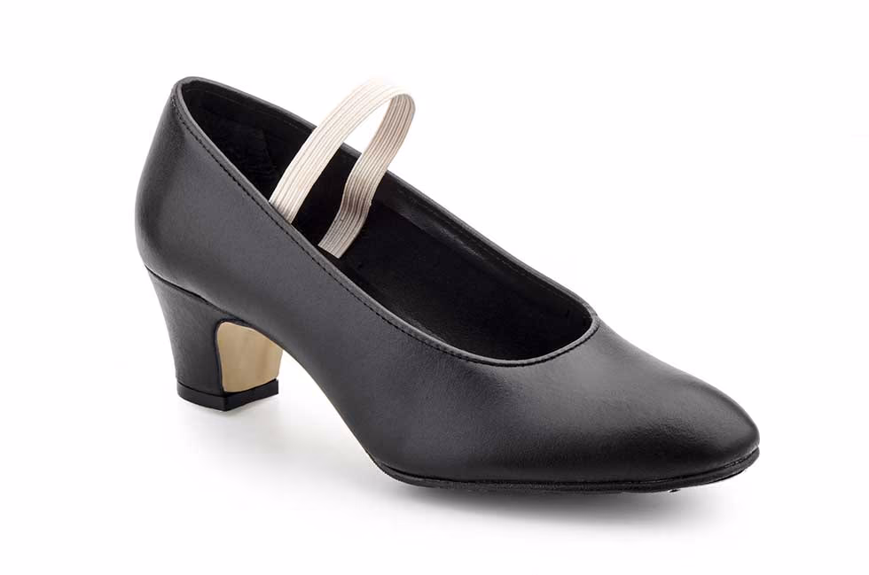 Zapatos Sevillana Profesional Piel Negro Punta Tacón Metálicos Elástico Carleti ref. 16