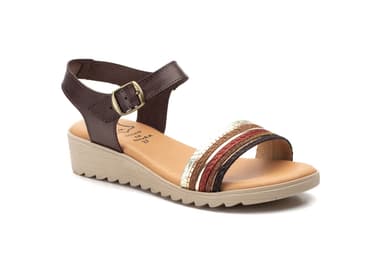 Sandalias Mujer Piel Marrón Alto Estilo ref. AE-209