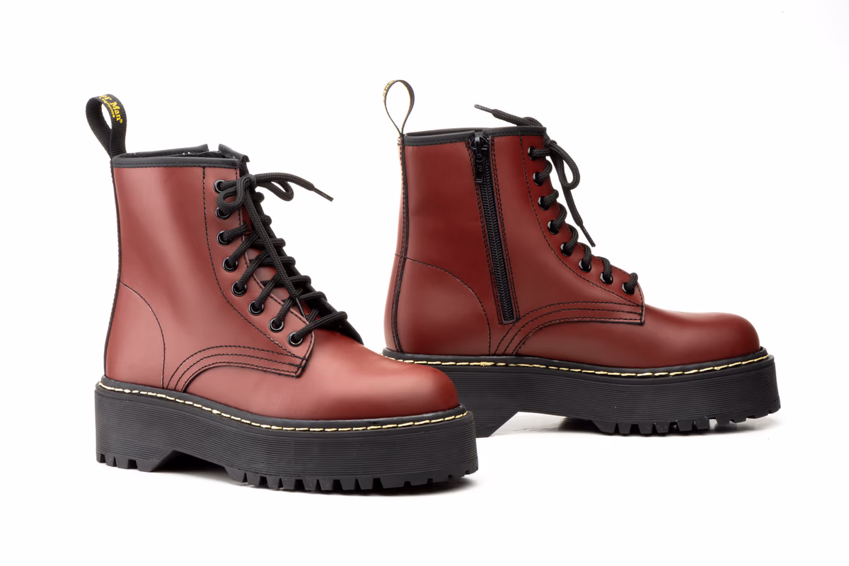 Botas Mujer Piel Burdeos Cordones Plataforma Otras marcas ref. 6063