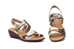 Sandalias Mujer Piel Metales Cuña Alto Estilo ref. 454