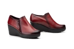 Zapatos Mujer Piel Burdeos Cremallera Cuña JAM ref. 9006