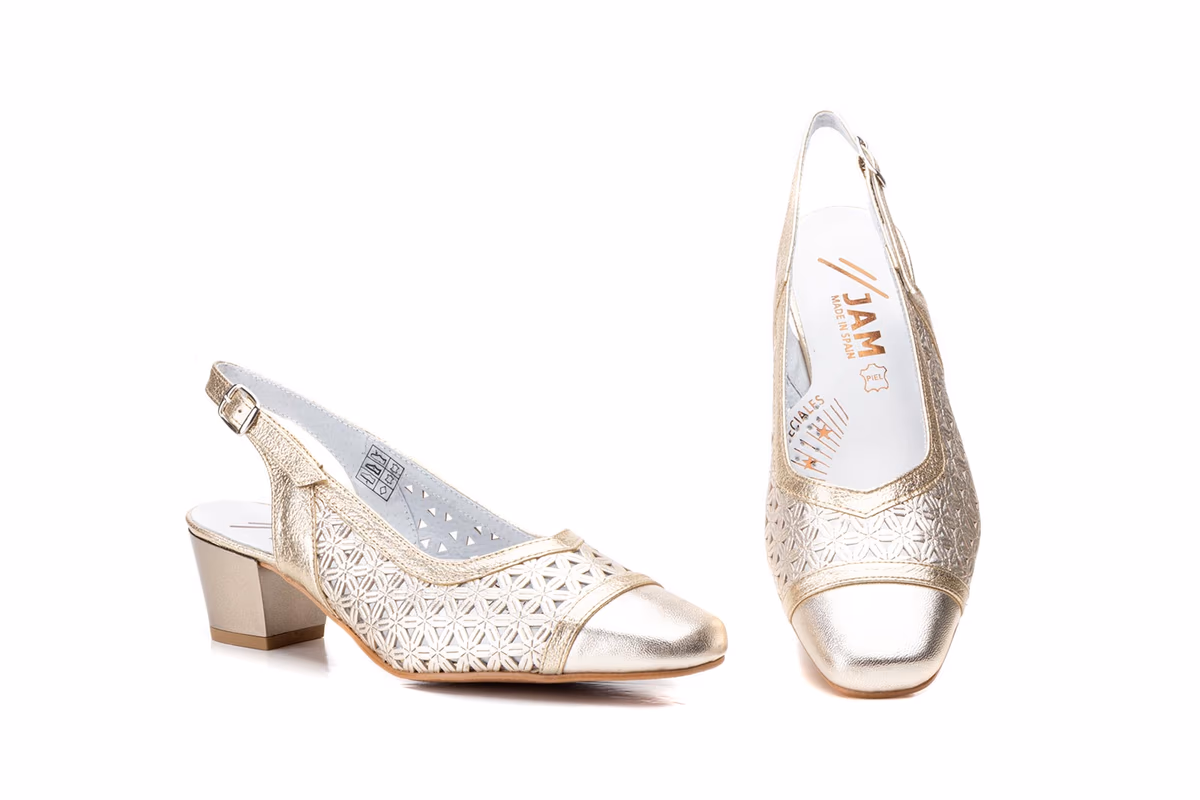 Zapatos Mujer Piel Platino Picado JAM ref. 95215