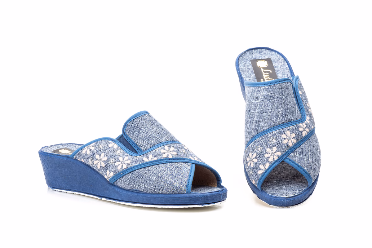 Zapatillas Mujer Azul Cuña Elasticos Ludiher ref. LD-145