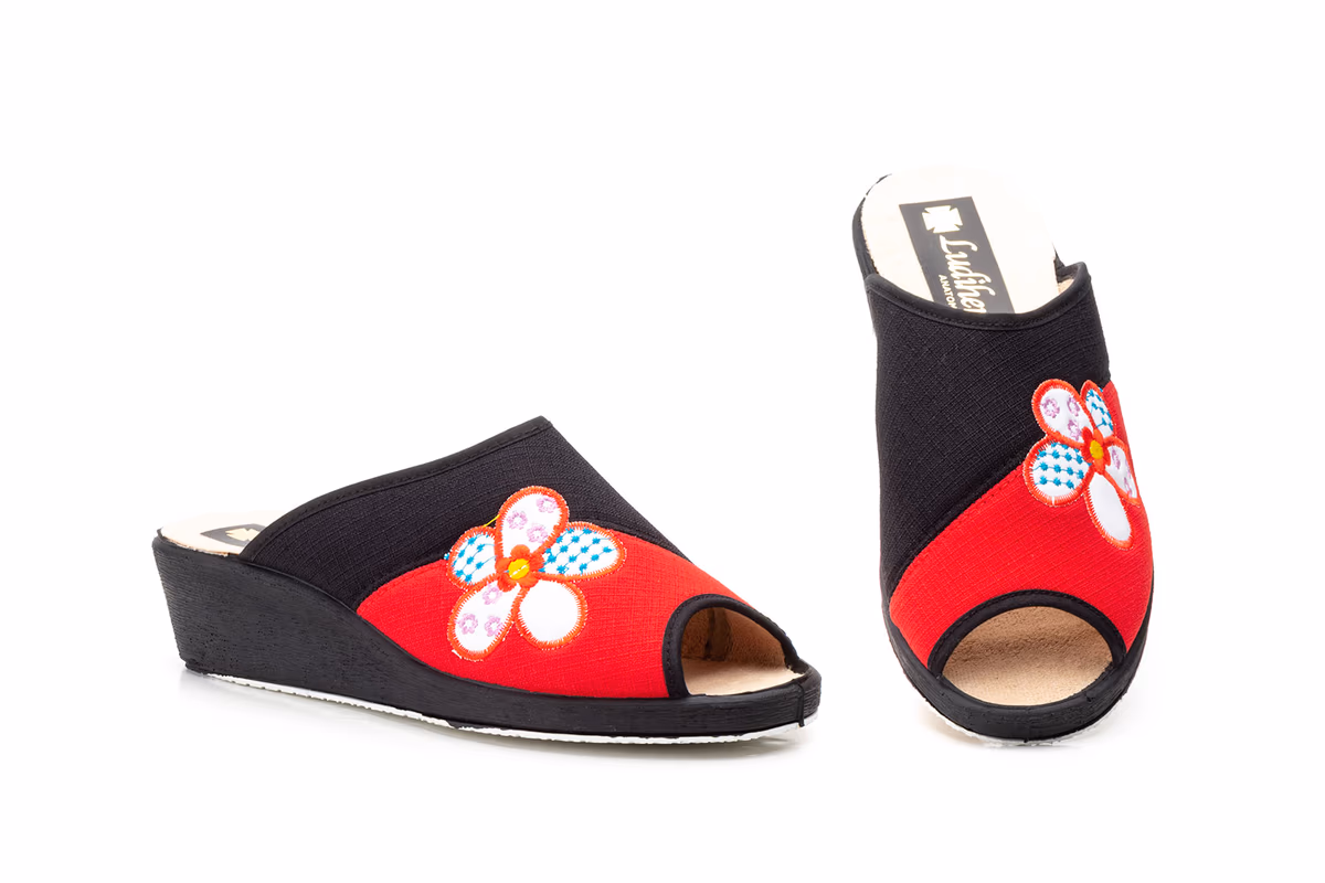 Zapatillas Mujer Negro Rojo Cuña Ludiher ref. LD-195