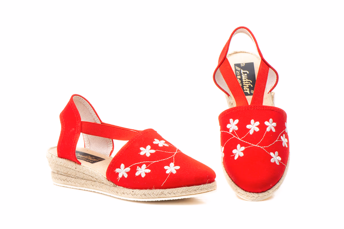 Yute Mujer Lona Roja Cuña Ludiher ref. 1370