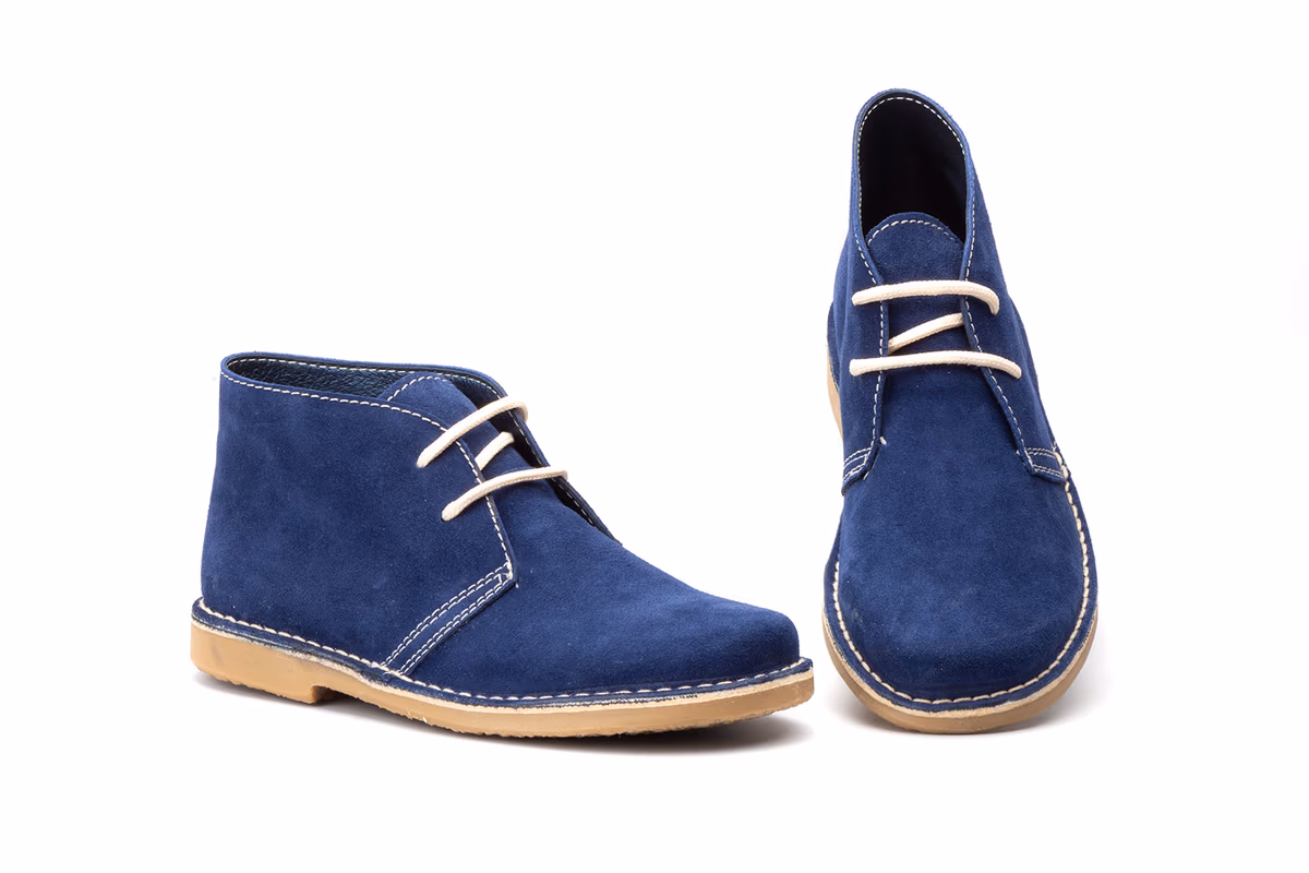 Botín Mujer Piel Serraje Azul Cordones Safari ref. SF-6012