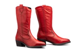 Botas Camperas Mujer Piel Napa Rojo Tacón Cubano Par y Medio ref. PYM-940