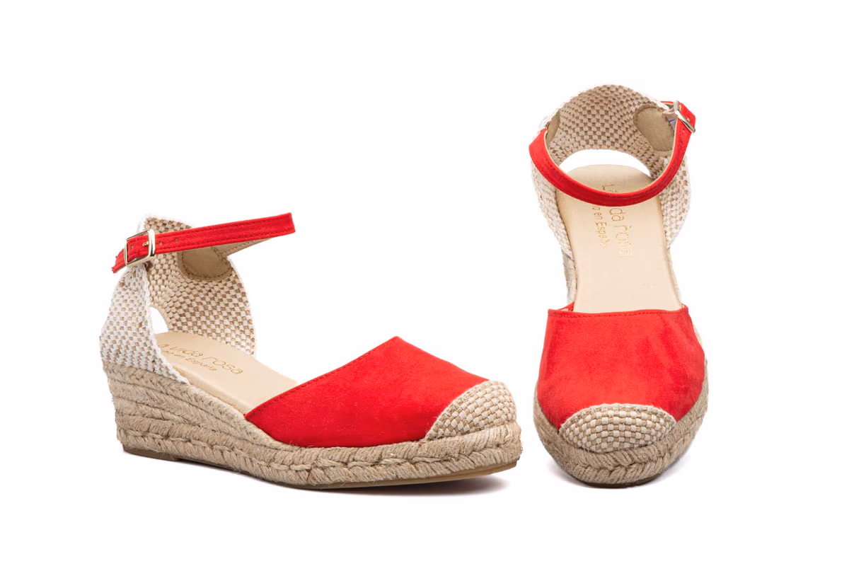 Alpargata Yute Mujer Rojo Cuña La Vida Rosa ref. 543203