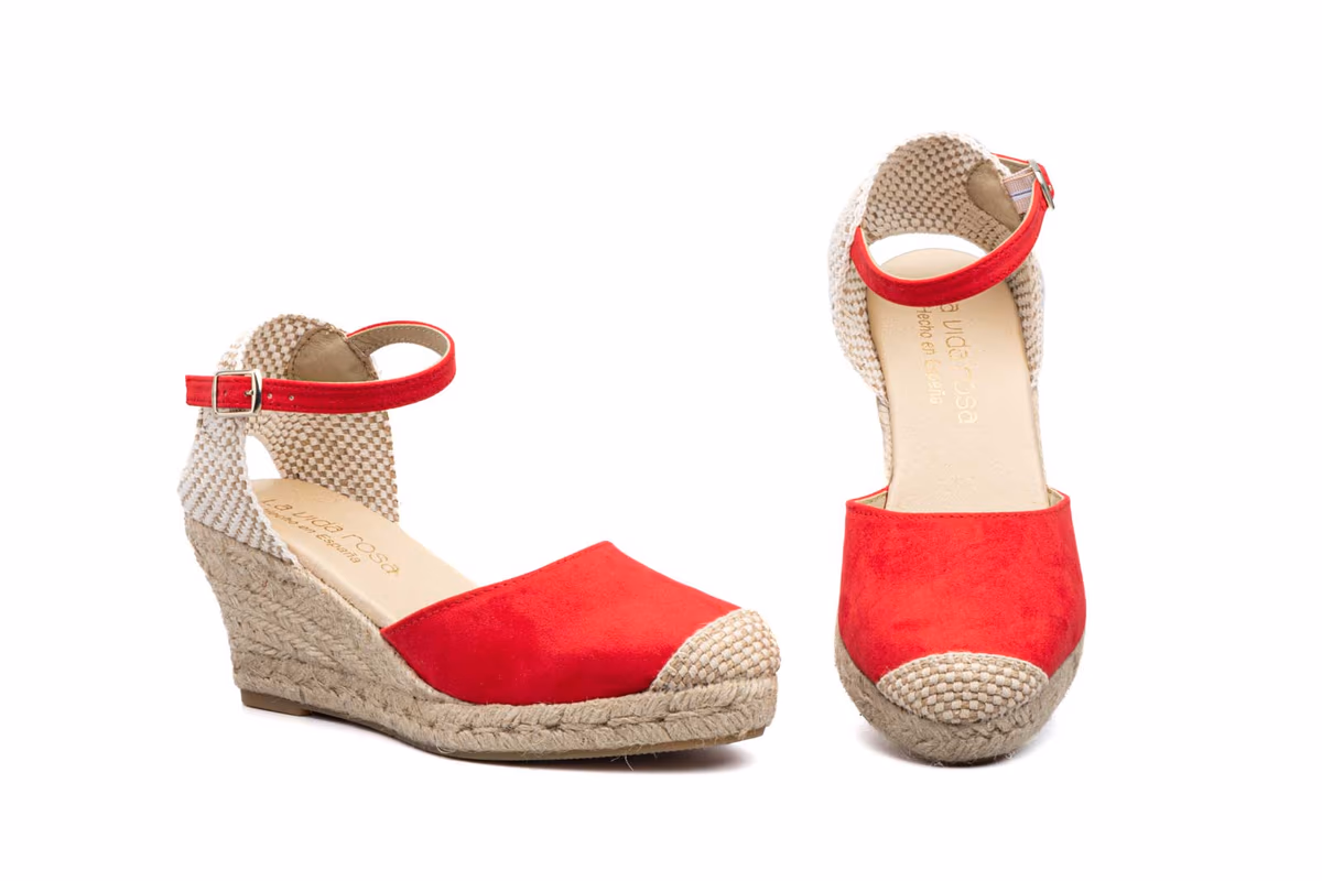 Alpargata Yute Mujer Tejido Rojo Cuña La Vida Rosa ref. 545203