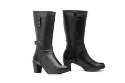Botas Mujer Piel Negro Hebilla Cremallera Tacón Ibérico ref. 1510
