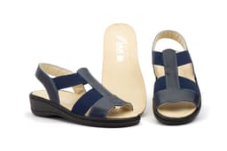Zueco Anatómico Mujer Piel Azul Metalizado Plantilla Extraíble CHIKA ref. 634
