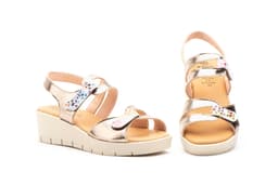 Sandalias Mujer Piel Platino Cuña Yute Alto Estilo ref. AE-459