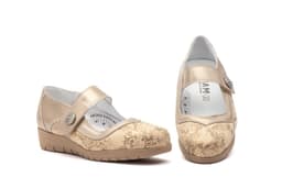 Zapatos Mujer Piel Metalizado Ocre Licra Cuña JAM ref. 784