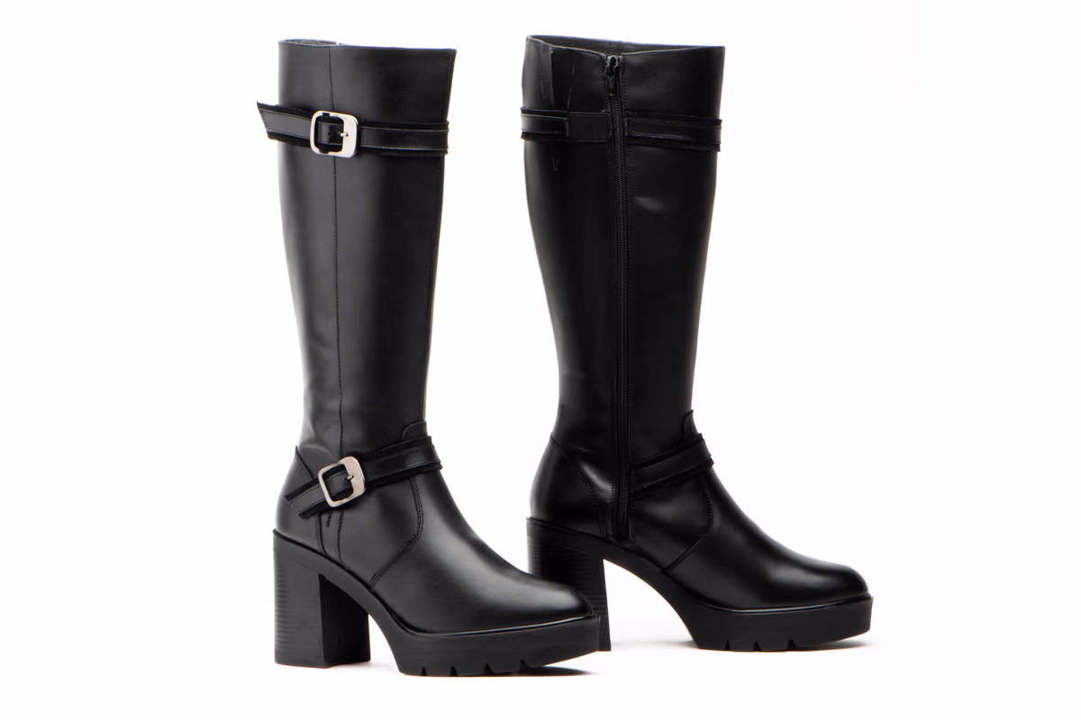 Botas Mujer Piel Negro Hebillas Tacón Alto JAM ref. 90680