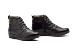 Botín Mujer Piel Negro Cordones Elásticos Cremallera Cuña JAM ref. FX-9502