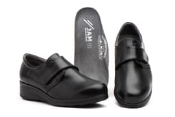 Zapatos Mujer Piel Negro Cierre Velcro Plantilla Extraible Cuña JAM ref. 7436